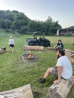 Brad, Cam, and Lucy at the fire ring